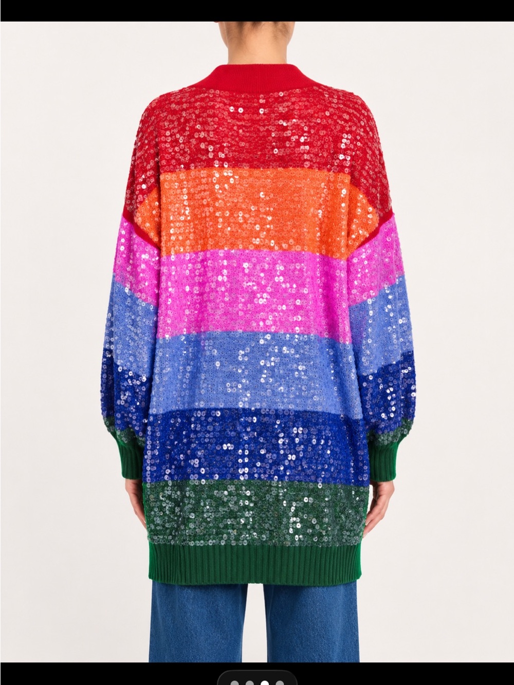 NWT FARM Rio Red, Orange, Pink, Purple & Green Sequin Striped Cardigan - Picture 2 of 3
